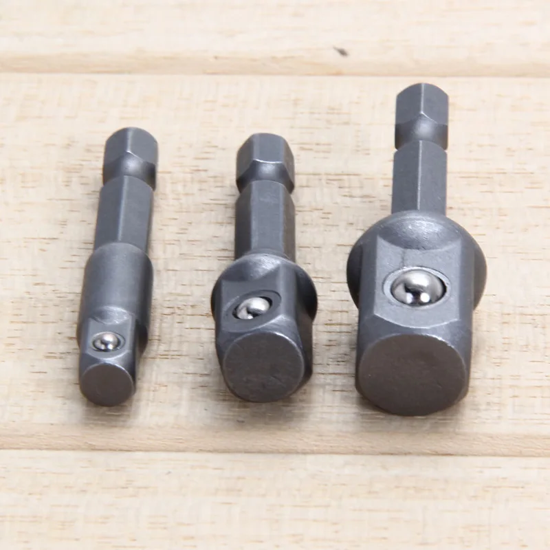 

3Pcs Socket Adapter Set Hex Shank Sizes 1/4 inch 3/8 inch 1/2 inch Chrome Vanadium Steel for Lasting Performance