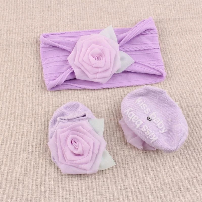Toddler Socks & Headband set Infant Skin Protections Baby Socks with Headwear Upgrades for Playdates & Photos 425F