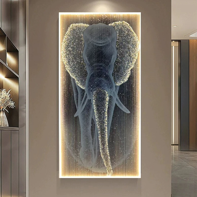 

Elephant entrance decorative painting led light painting luxury high-end hanging painting modern simple corridor aisle