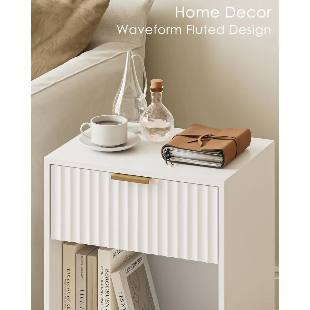 Современная деревянная тумбочка с ящиком, белый приставной столик для спальни, гостиной или офисного хранения вещей