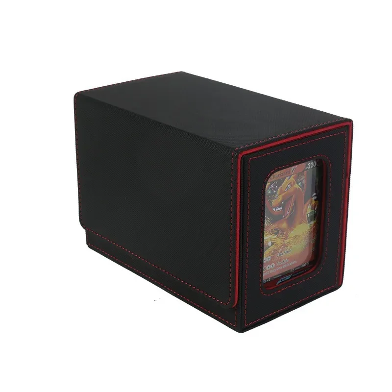 

New Window 200+PU Leather Magnet Card Storage Box TCG Board Game Commander Collection Display