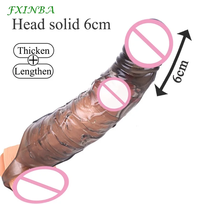 FXINBA 25/28cm Penis Sleeve Extender Huge Reusable Condoms Sex Toys for Men Dick Enlarger Thick Cock Sleeve Extender