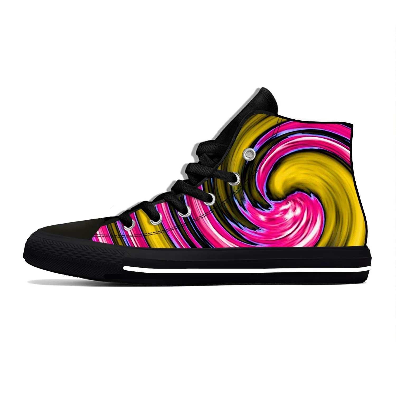 Hot Colorful Vortex Tie Dye Swirl Abstract Rainbow High Top scarpe di tela uomo donna Casual Sneakers traspiranti ultime scarpe da tavola