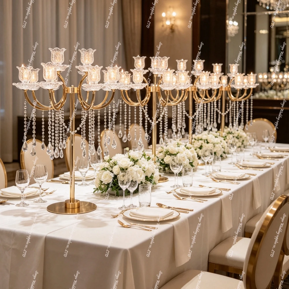 4-10pcs 70-120cm  Acrylic Candle Holders Candelabra for Wedding Table Center pieces Decor Candlestick Candle Holders for Weddin