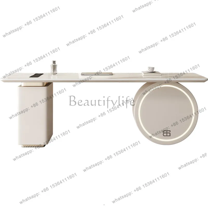 

Italian light luxury rock slab desk modern simple bedroom computer desk