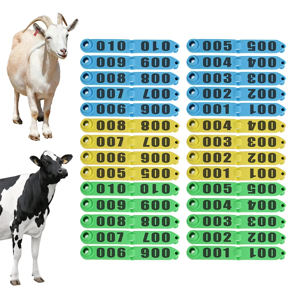 TPU Digital Sheep Ear Tag Goat Pig Cow Anti-shedding Ear Number Plate Farm Livestock Identification Management Card NO.001-100