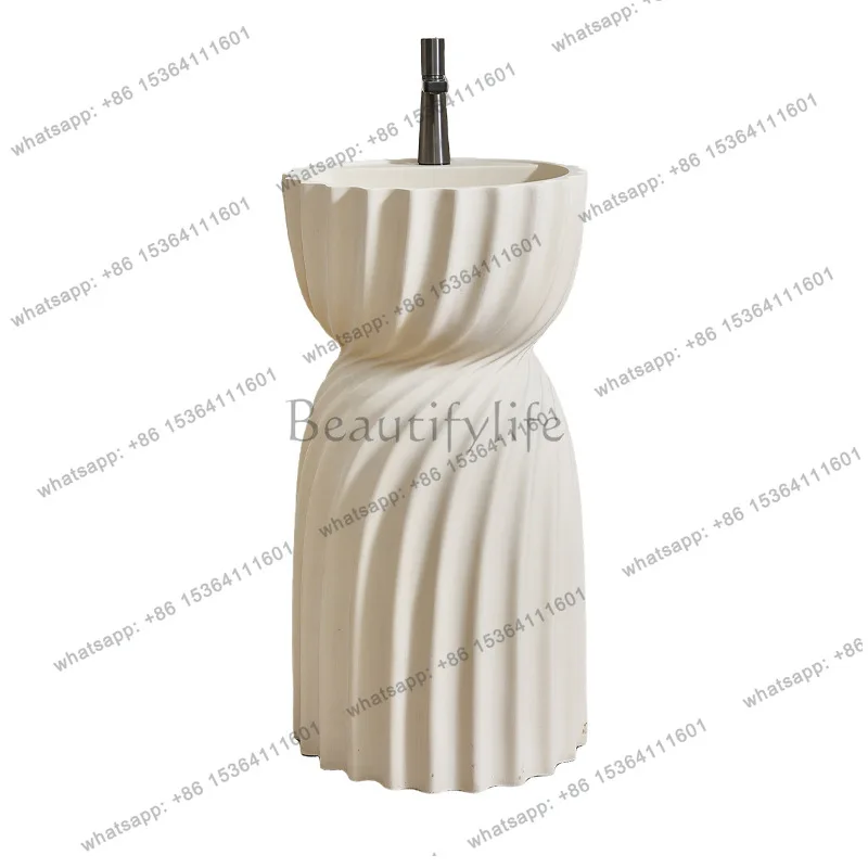Japanese-style wabi-sabi wind column basin integrated floor-to-ceiling art column basin vertical