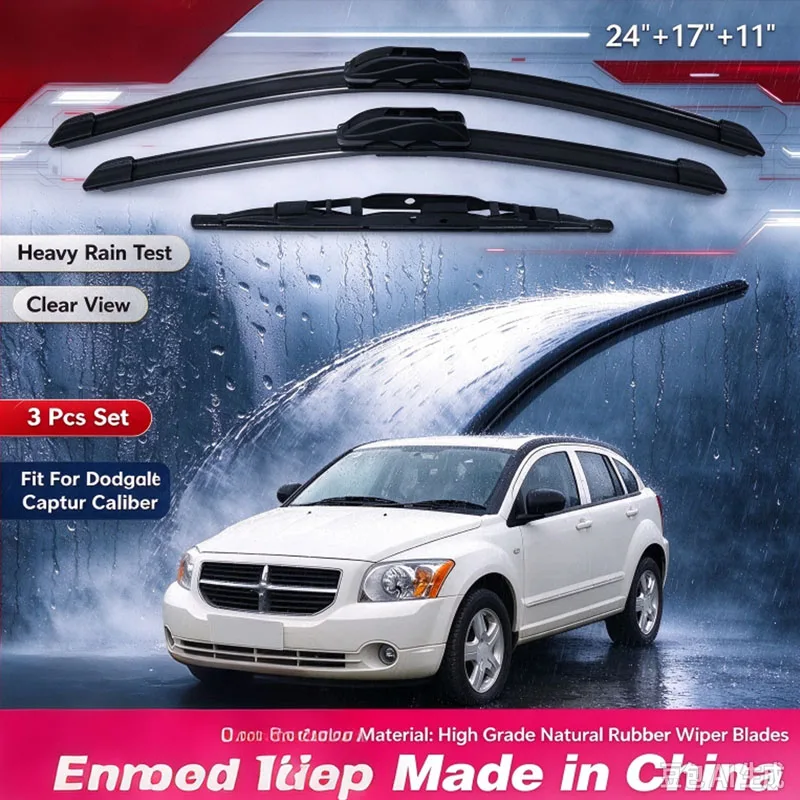 3PCS Car Wiper For Dodge Caliber 2008-2011 Front Rear Wiper Blades Brushes Cutter Auto Accessories 2008 2009 2010 2011
