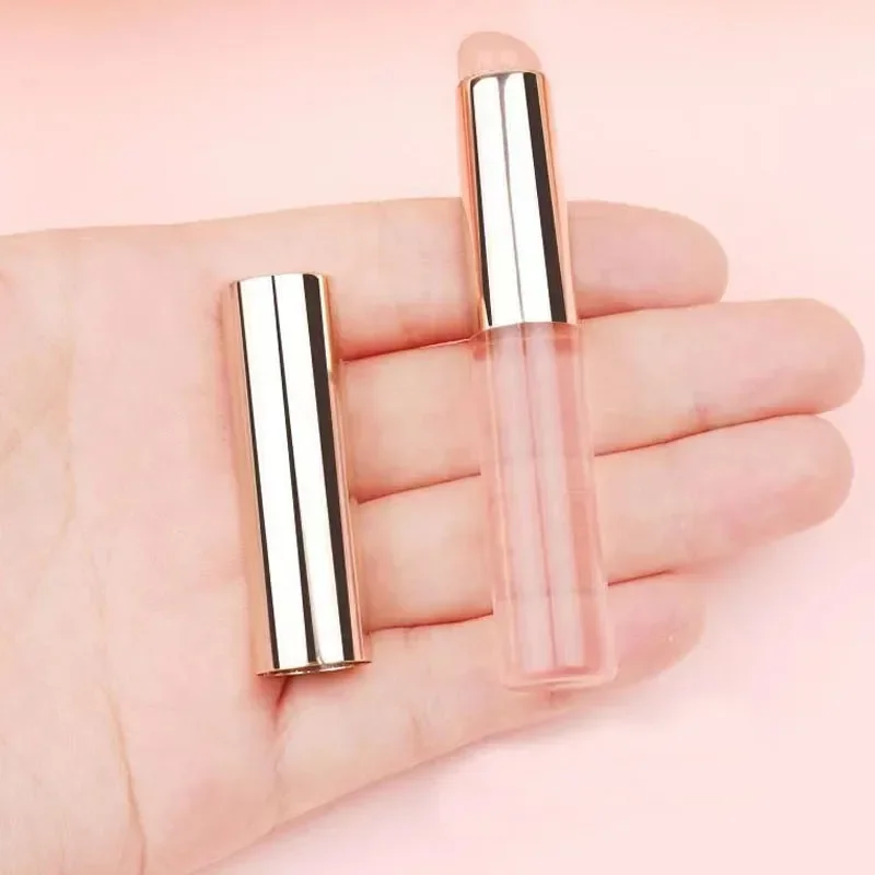 Mini herramienta de maquillaje portátil multiusos, cepillo de labios de cabeza redonda con tapa para aplicador de lápiz labial y corrector, silicona