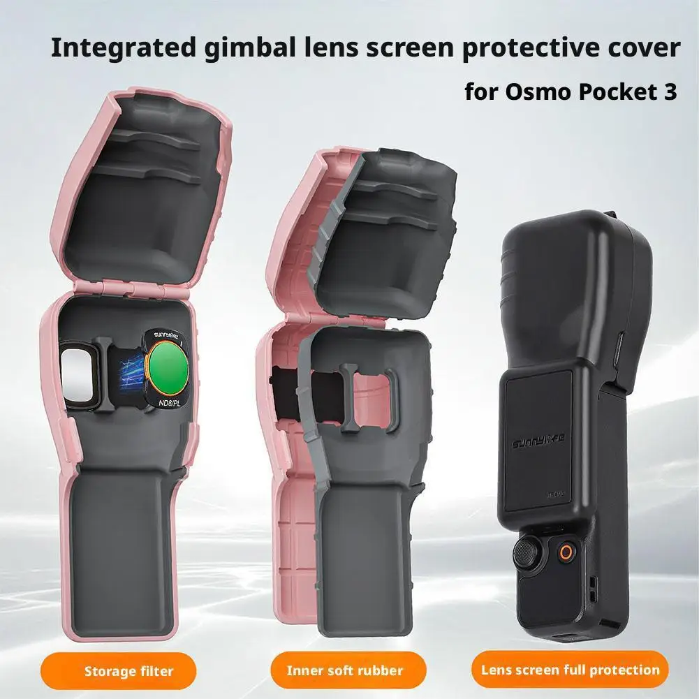 

Pocket 3 Cover Case Accessories Gimbal Flip Protective Cover Lens Protector Cap Holds Filters For DJI Pocket 3 Creator Combo