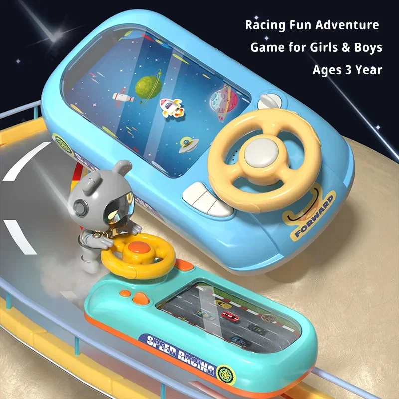 Children steering wheel driving simulation toys electric tabletop game consoles dodging racing Adventure Game Machine for kid