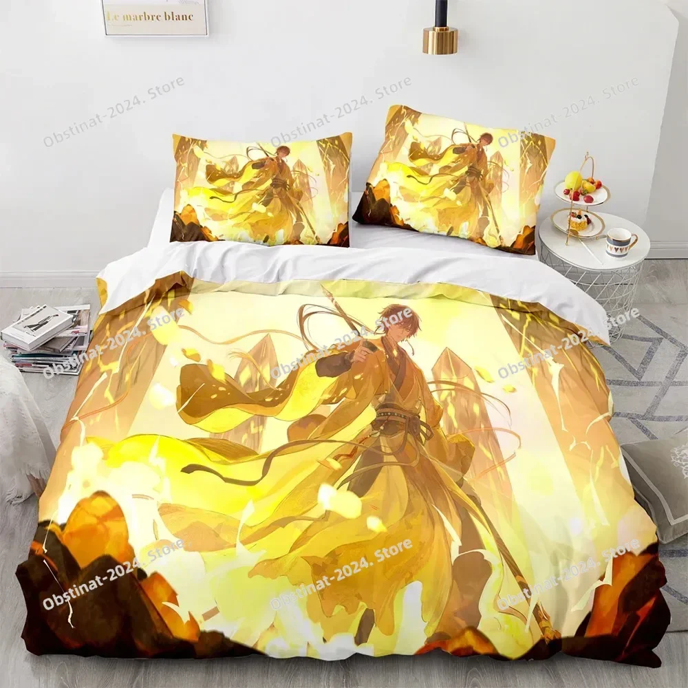 

2025 Anime Genshin Impact Bedding Set Printed Bed Set With Pillowcase Bed Duvet Cover Soft Single Double Queen Super King Size