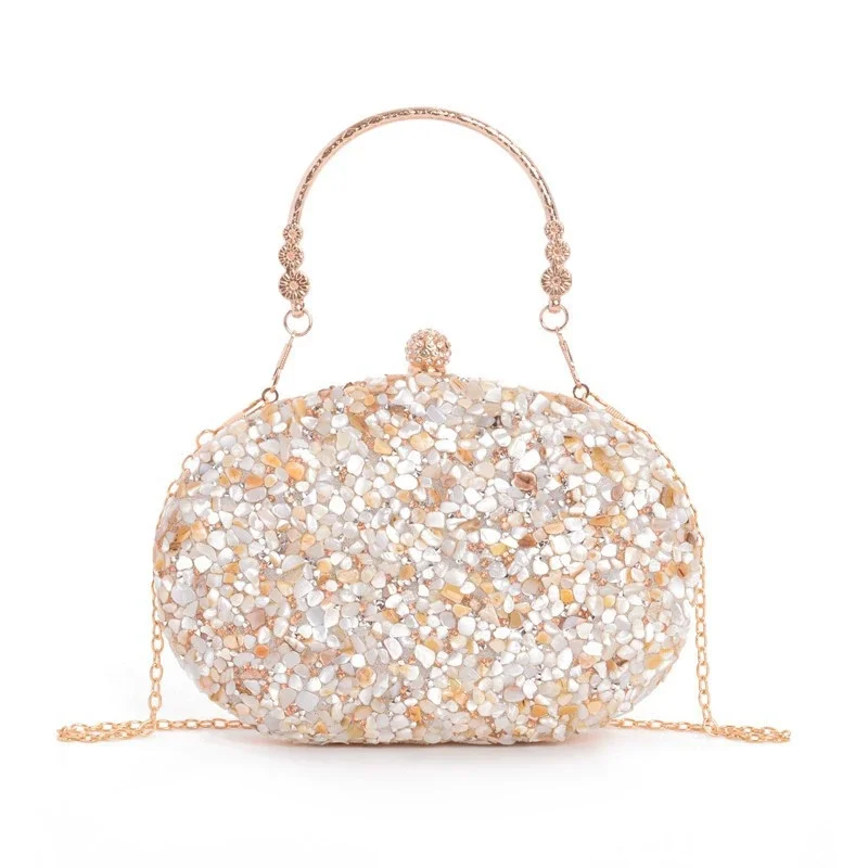 حقيبة سهرة عصرية بالحجارة بيج كرة مستديرة ثوب حفلة حقيبة انفصال مقبض الفيروز مخلب محافظ الزفاف للمرأة #1