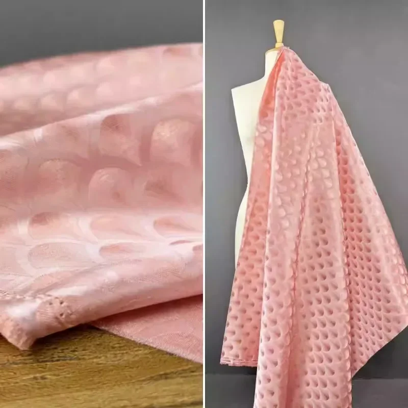 

Jacquard Brocade Fabric Crisp Glossy Pink Fan-shaped Clothing Cloth for Apparel Sewing By The Meter Diy Material