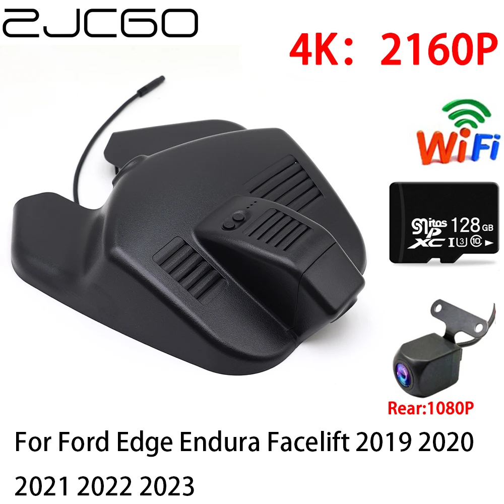 ZJCGO 2K 4K Car DVR Dash Cam Wifi Front Rear Camera 2 Lens 24h parking for Ford Edge Endura Facelift 2019 2020 2021 2022 2023