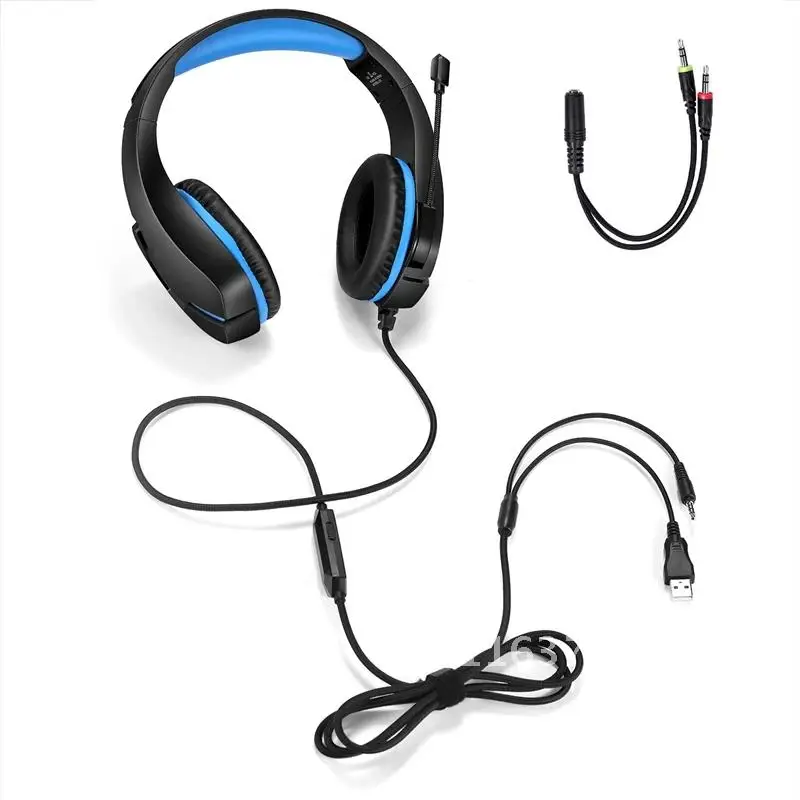 Casque supra-auriculaire filaire avec microphone, écouteurs de jeu, casque stéréo à basses profondes, PS4, PS5, XBOX, PC, ordinateur portable, nouveau