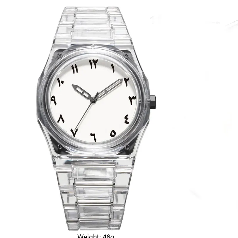 New Creative Men's and Women's Watch Transparent Polycarbonate Strap 40mm Large Dial Waterproof Quartz Watch Customizable