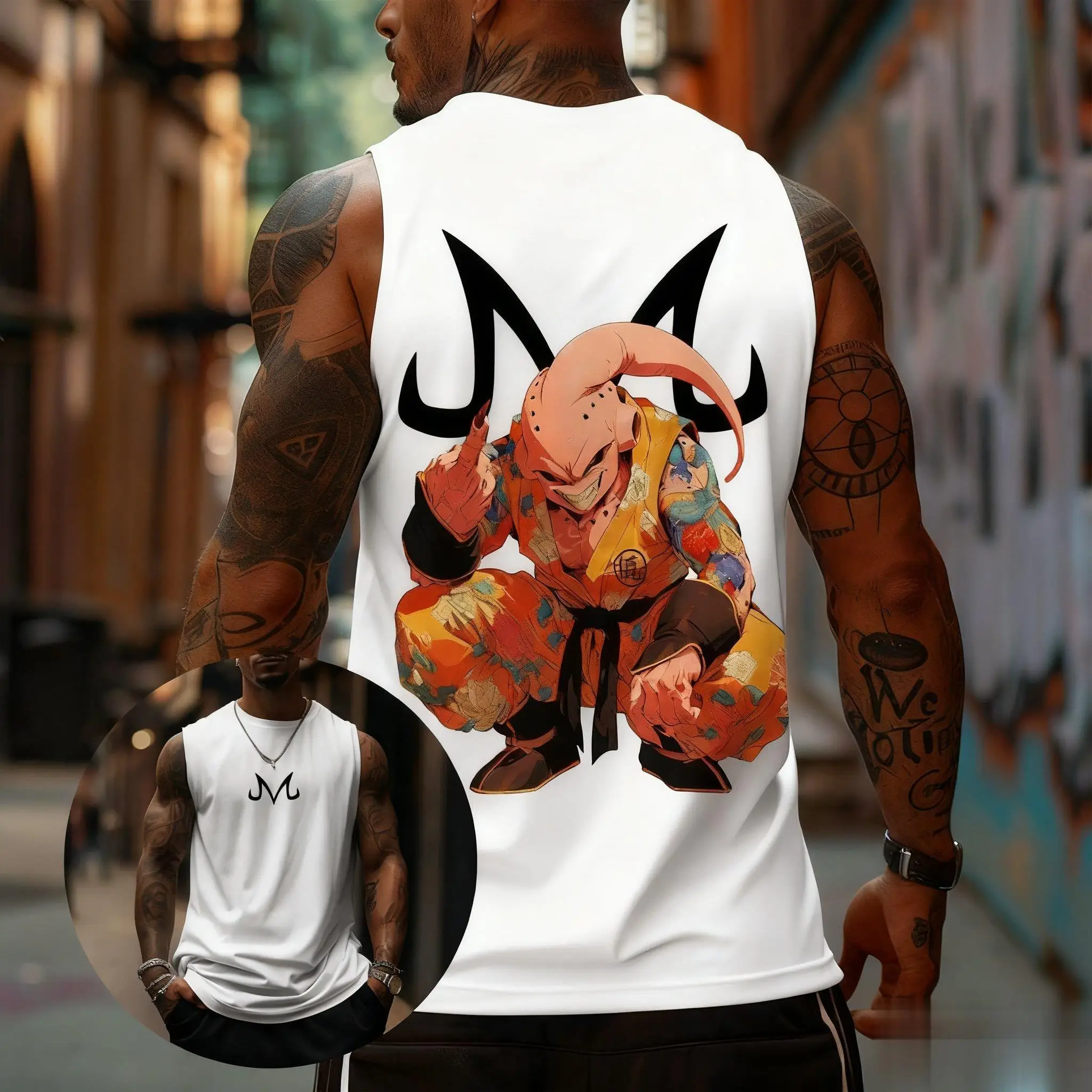 Camiseta sin mangas Dragon Ball Majin para hombre, ropa informal con estampado de Anime, chaleco sin mangas muscular, camisa de entrenamiento para gimnasio, moda informal ​ ​   Verano de 2025