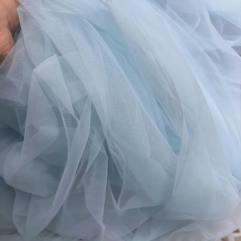 Blue Super Soft Tulle Fabric Backdrops Wedding Party Celebration Curtain Clothing Mesh Layout Chair Back Yarn Sewing Material