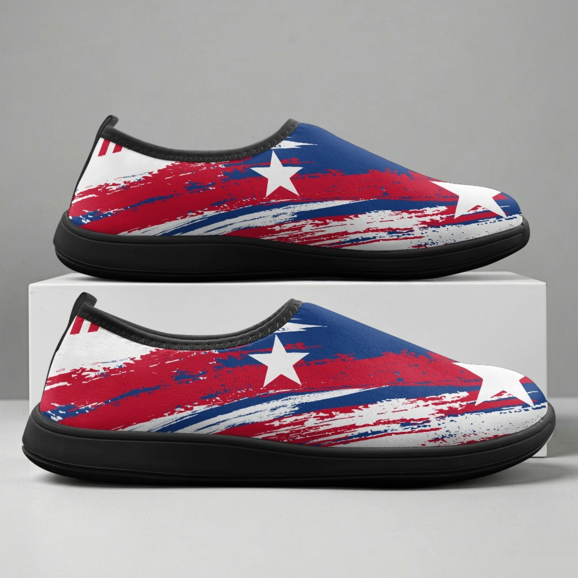 

XIXIRIMIDO Slip-on Wide-toed Shoes Puerto Rican Flag Men's Breathable Mesh Shoes Womens Fashion Summer Sneakers Walking Shoes