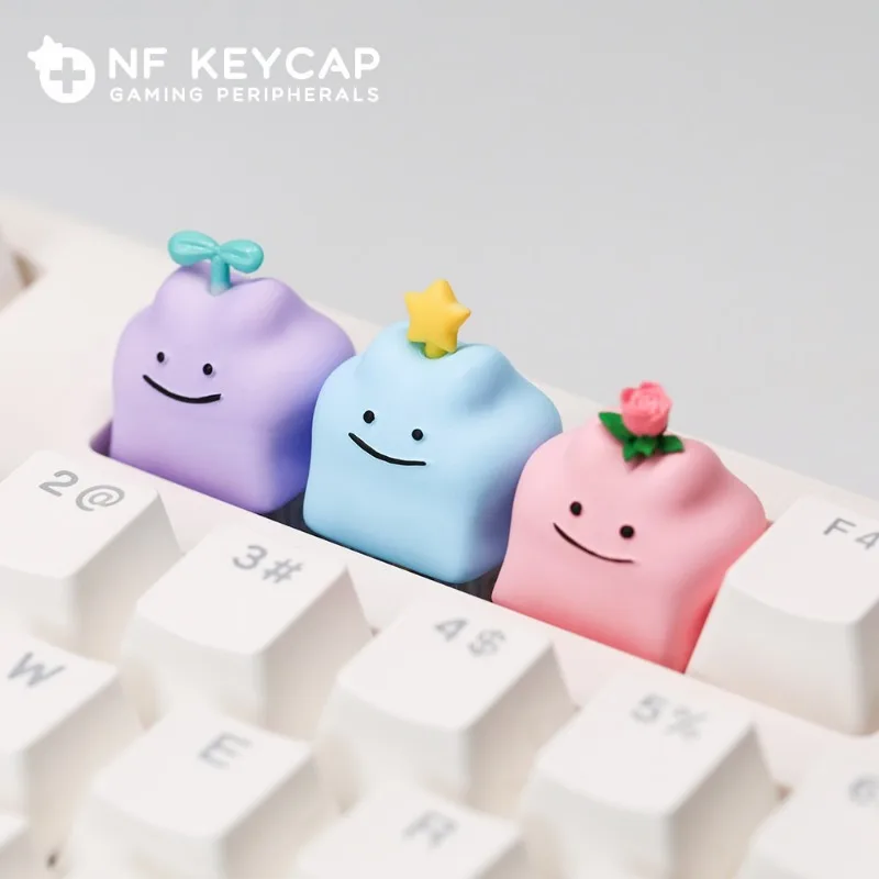 Anime Pokemon Keycaps Resin KeyCaps Ditto DIY Handmade Custom Cartoon KeyCaps for Mechanical Keyboard Accessories Holiday Gifts