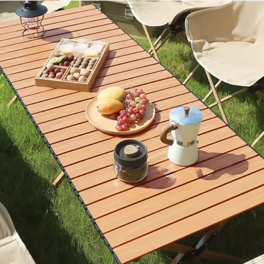 

Outdoor Folding Table Wood Grain Diagonal Egg Roll Table Leisure Camping Party Portable Stall Picnic Barbecue Assembly Table