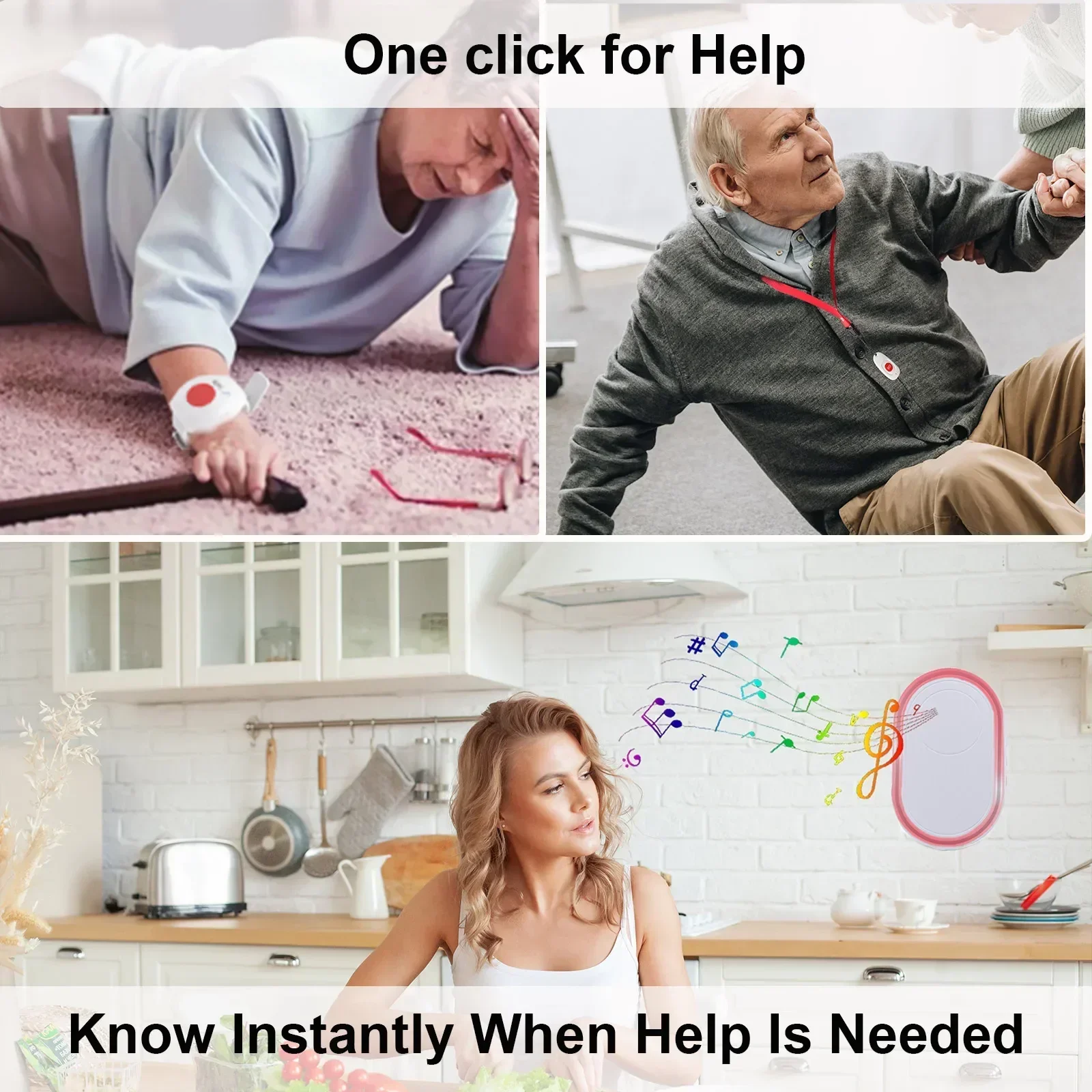Topvico Wireless Caregiver Pager SOS Emergency Call Button for Elderly Patient Nurse Alert System Home Care Alarm EU Plug