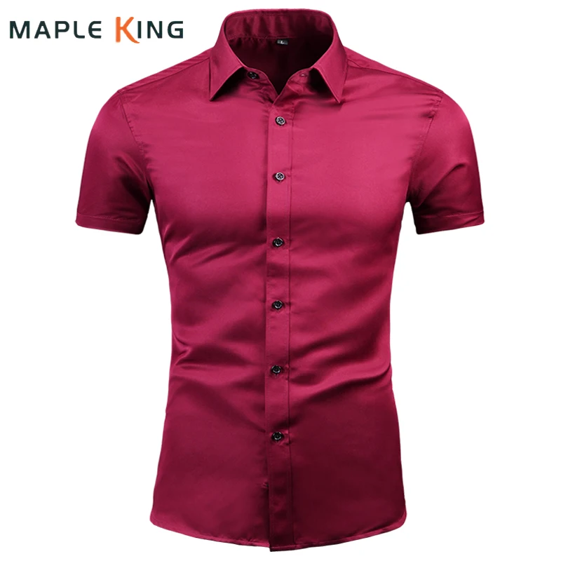 

Мужская повседневная рубашка, формальная одежда для работы, лето 2026, с коротким рукавом, однотонная, для деловых встреч, в стиле ретро, для мужчин, топы-рубашки