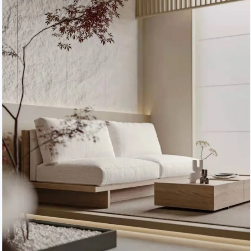 Nordic small apartment Japanese log style sofa