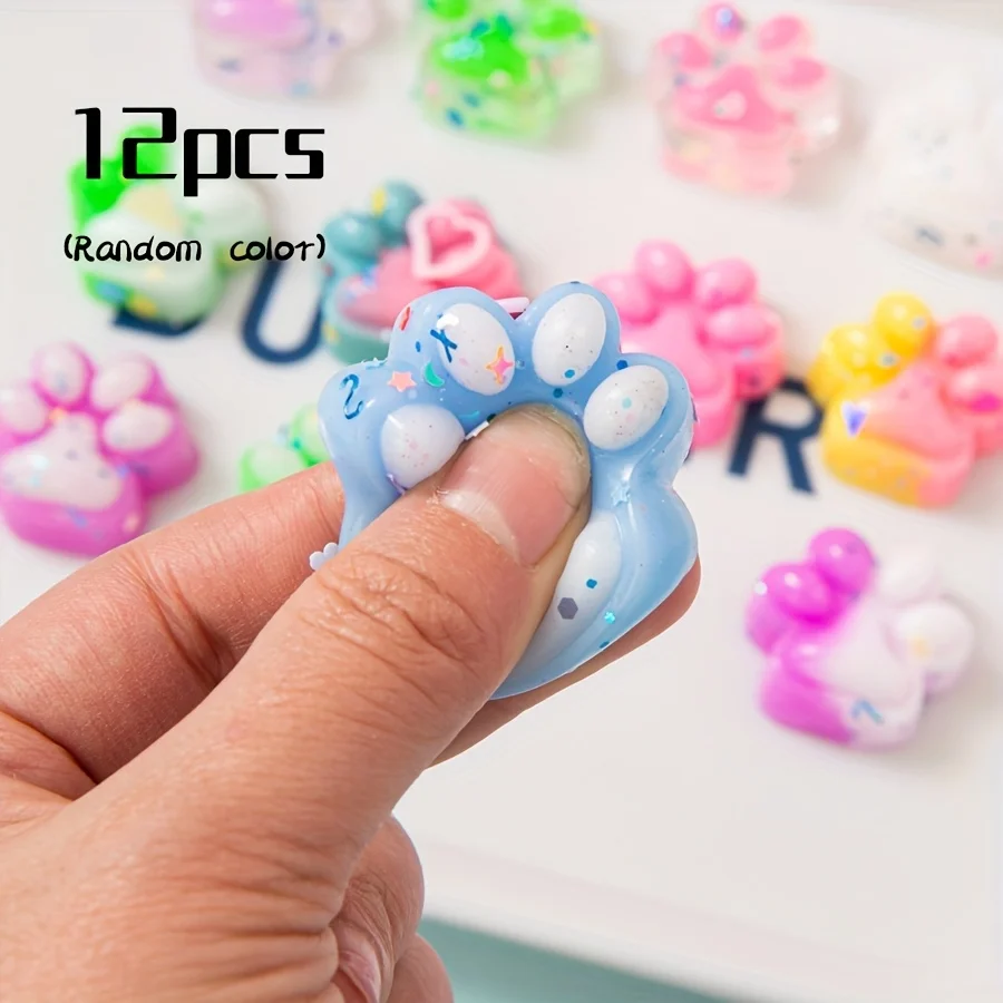 12pcs Mini Cute Cat Claw Plush Pinch Fun, Colorful, Halloween/Christmas Party Pack Fillers