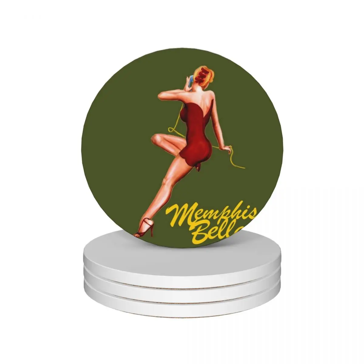 

Memphis Belle Ceramic Coasters (Set of 4) for table for coffee mugs cute christmas tea Coasters