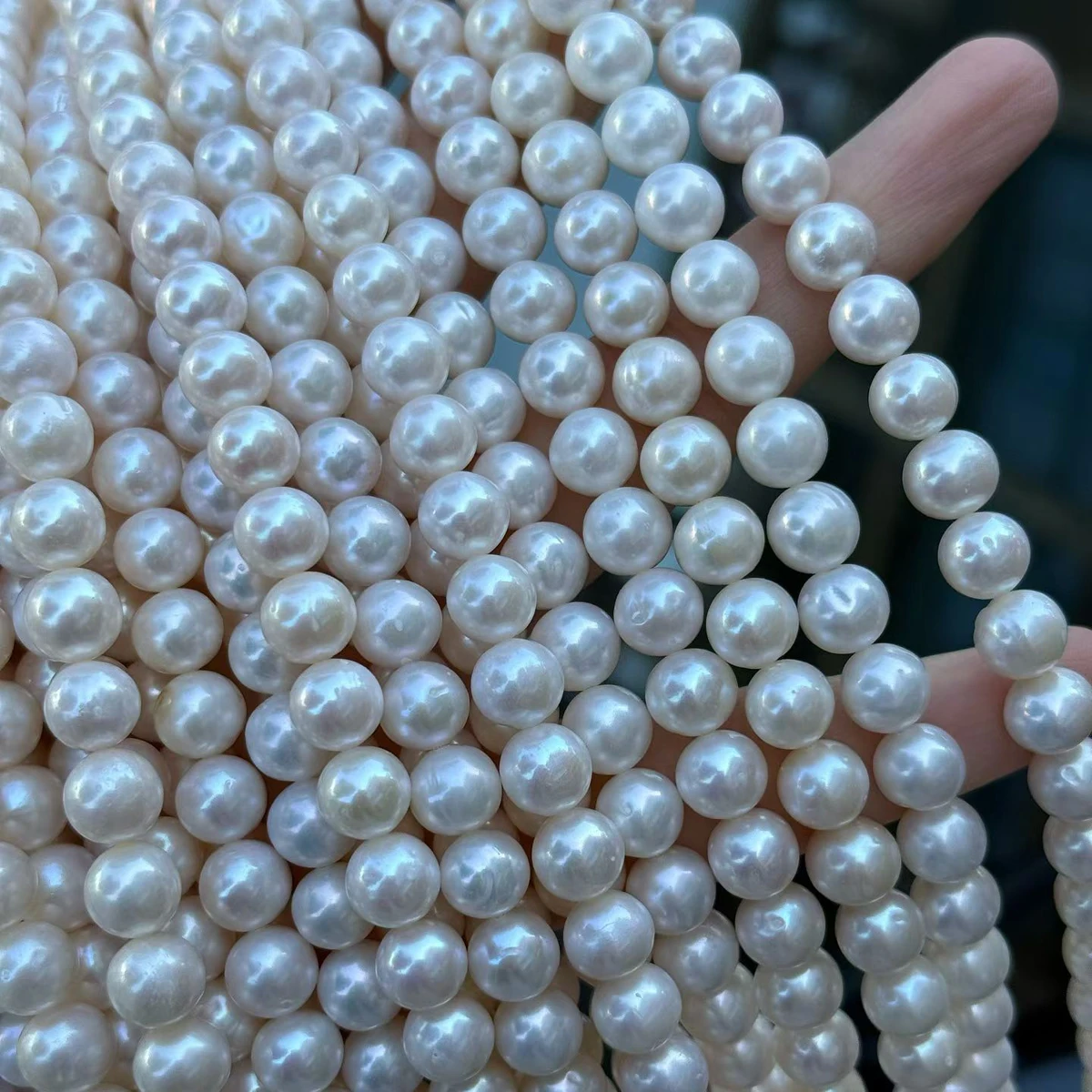 AAAA7.5–8.5mm High-Quality Round Natural Freshwater Pearl Semi-Finished Beads for Jewelry Making DIY Necklace Bracelet Accessory