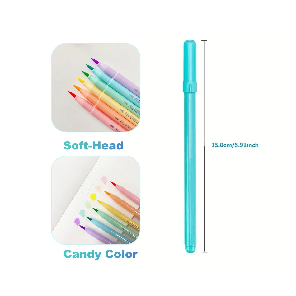 Vibrant Fluorescent Soft Brush Pens – Perfect for Highlighting, Artistic Calligraphy, & Creative Coloring – Ideal for Ar