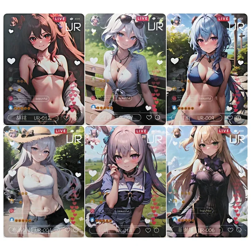 

Карты серии Anime Goddess Story UR Ganyu Hu Tao Raiden Shogun Furina, коллекционные карты, подарки на Рождество, день рождения, детские игрушки