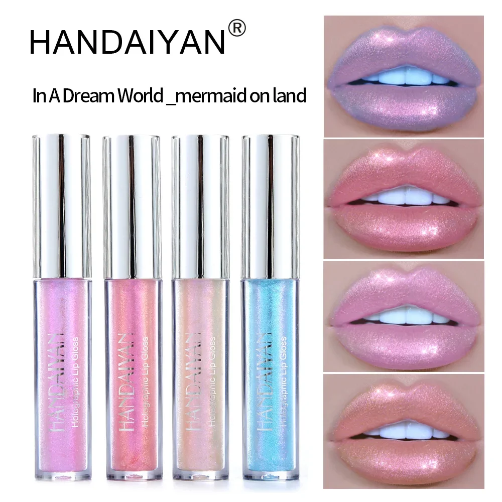 Waterproof Glitter Liquid Lipstick Crystal Glow Laser Holographic Lip Gloss Tint Mermaid Shiny Pigment Lipgloss Makeup Cosmetics