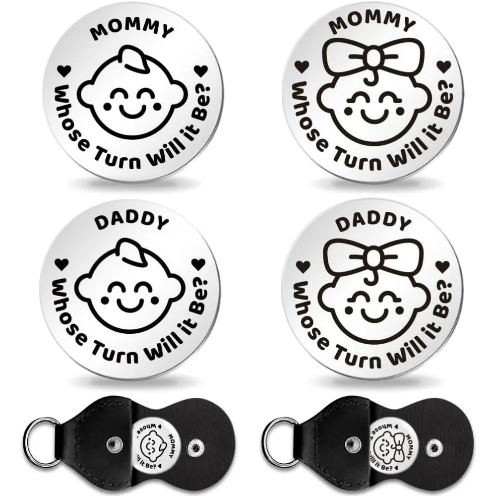 2Set The Love of Father and Mother Pocket Hug Token Long Distance Gifts Double Sided Engraved Hug Token Coins Keepsake with PU