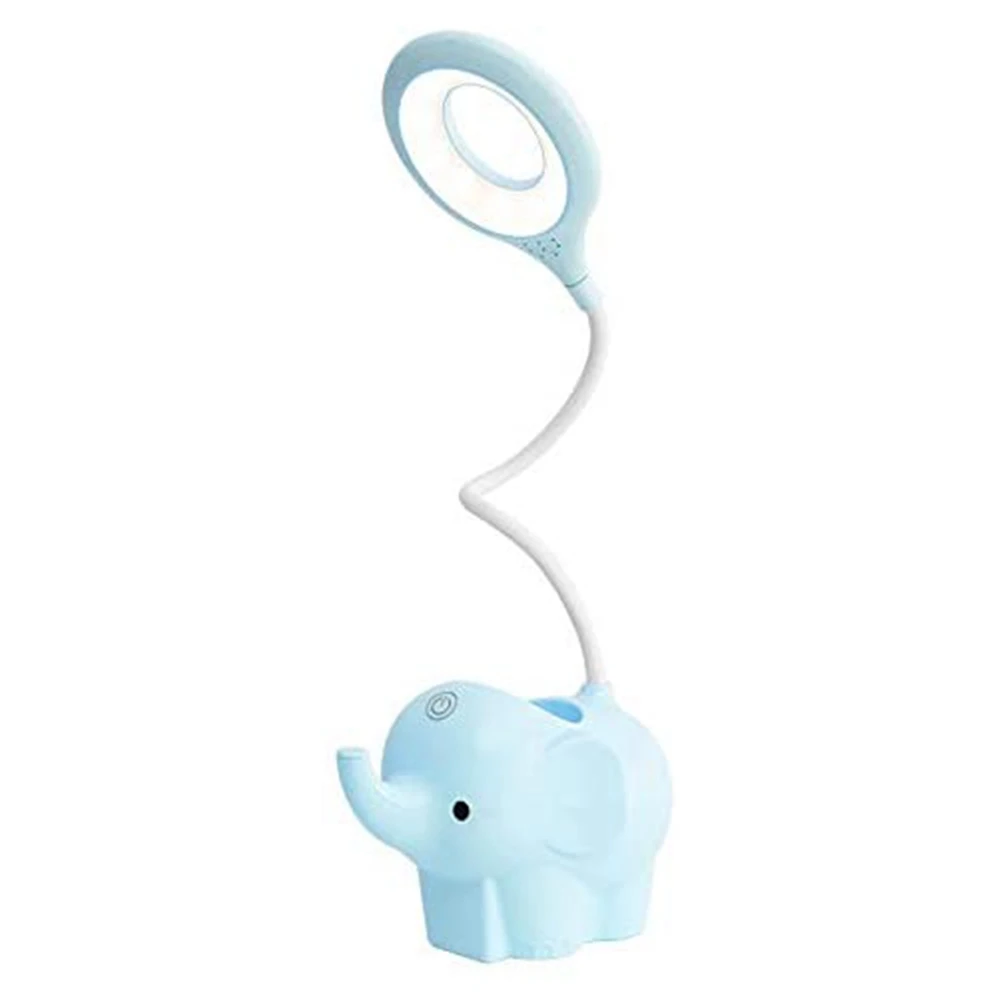 

Little Elephant Desk Lamp with USB Charging Port Eye-Caring Table Lamps Led Study Lamp Dimmable Bedside Lamp Blue