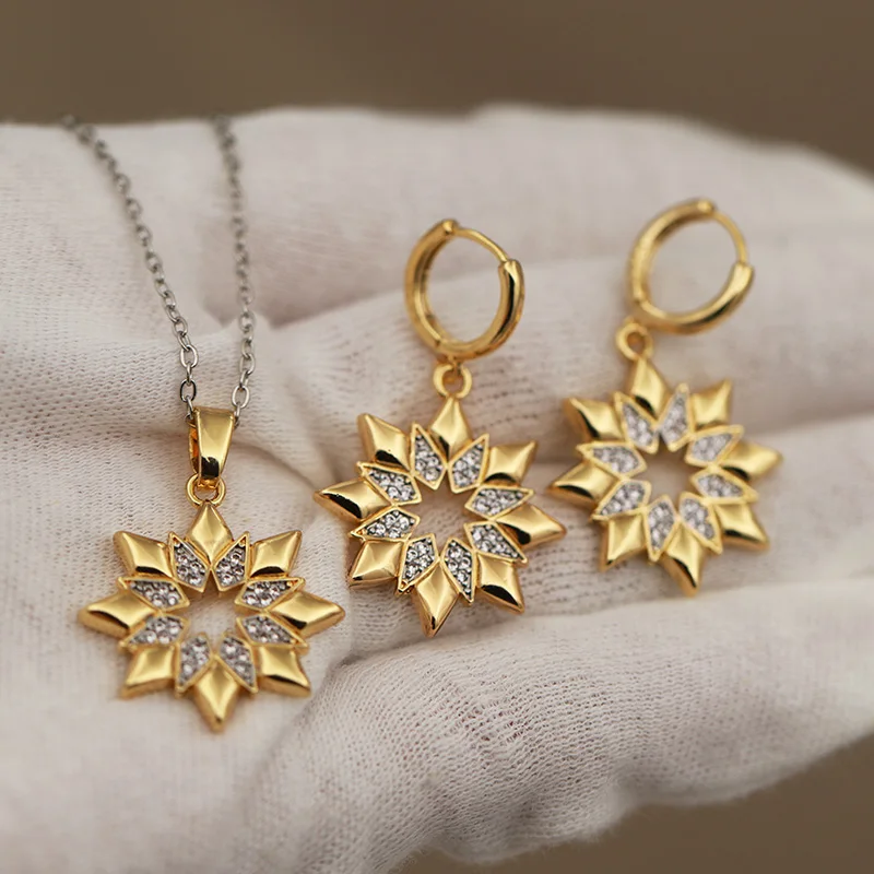 New Sight Design Zirconia Flower Stud Earrings for Women Fashion Brand Brand Jewelry Unique Crystal Earrings