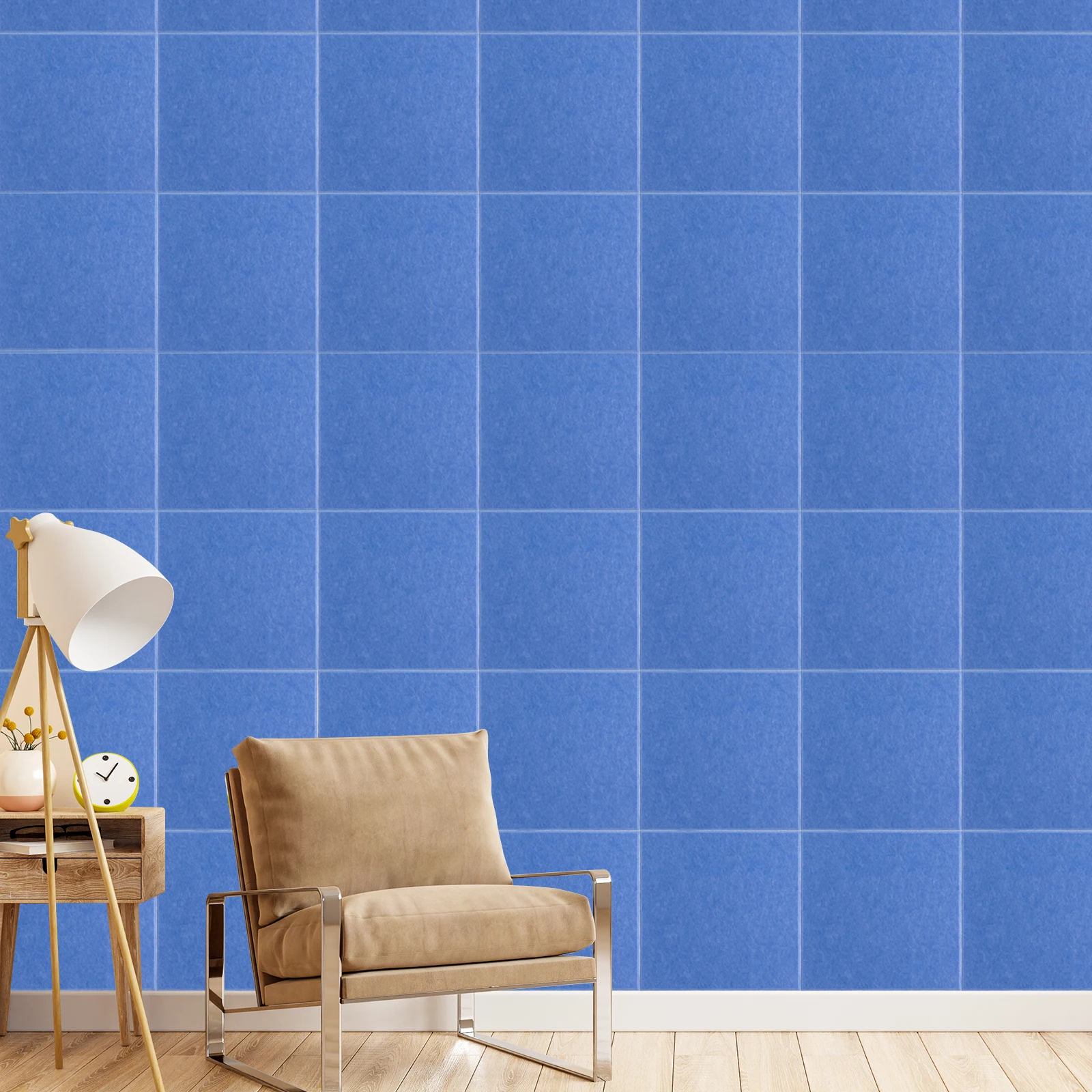 18 szt. Kwadratowe panele akustyczne samoprzylepne izolujące dźwięk 30 x 30 x 0,9 cm do studia, biura, niebieskie, czerwone, ciemnoszare