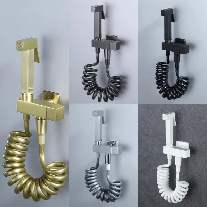 ชุดฝักบัวฉีดชำระแบบมือถือ สีโรสโกลด์ขัดเงา ก๊อกน้ำเย็นเดี่ยว ทำจากทองเหลือง