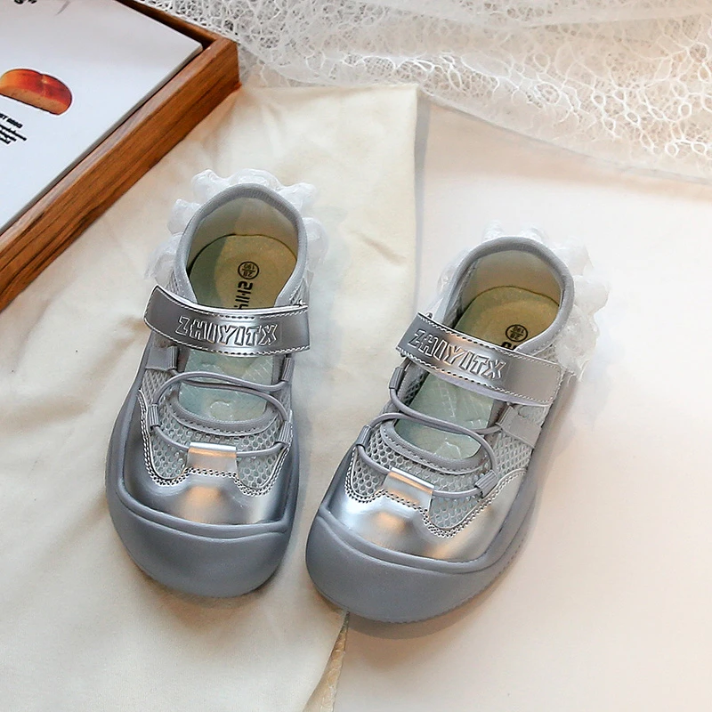 

Children Casual Sandals for Girls 2025 Summer New Fashion Korean Style Soft Bottom Anti-slippery Versatile Princess Lace Shoes