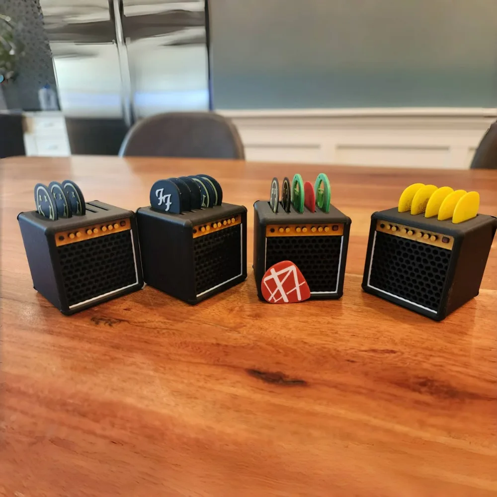 حامل اختيار الجيتار، مكبر صوت عتيق مطبوع ثلاثي الأبعاد، منظم يختار التخزين والعرض، هدية لمحبي الجيتار