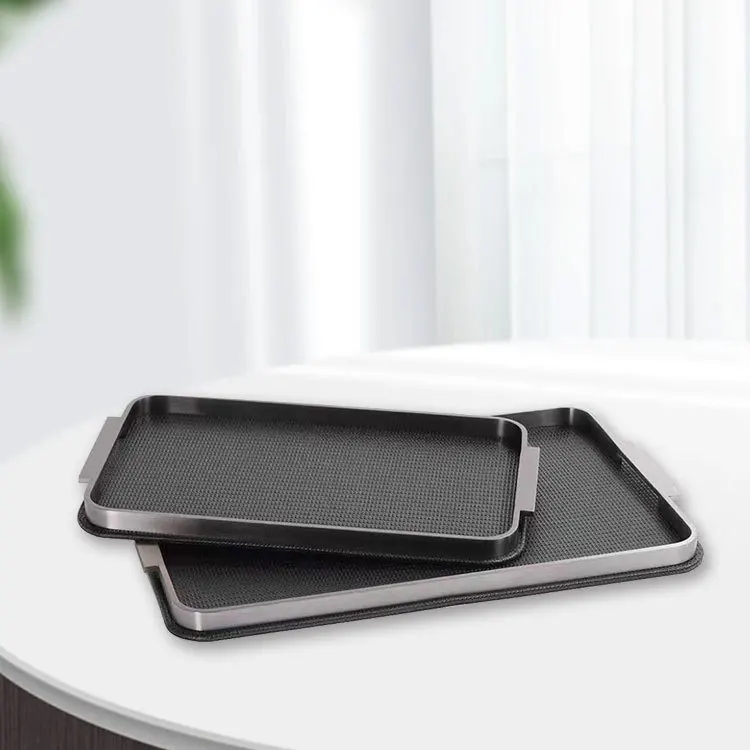 Leather Metal Tray Hotel Living Room Desktop Storage Decoration Ornaments