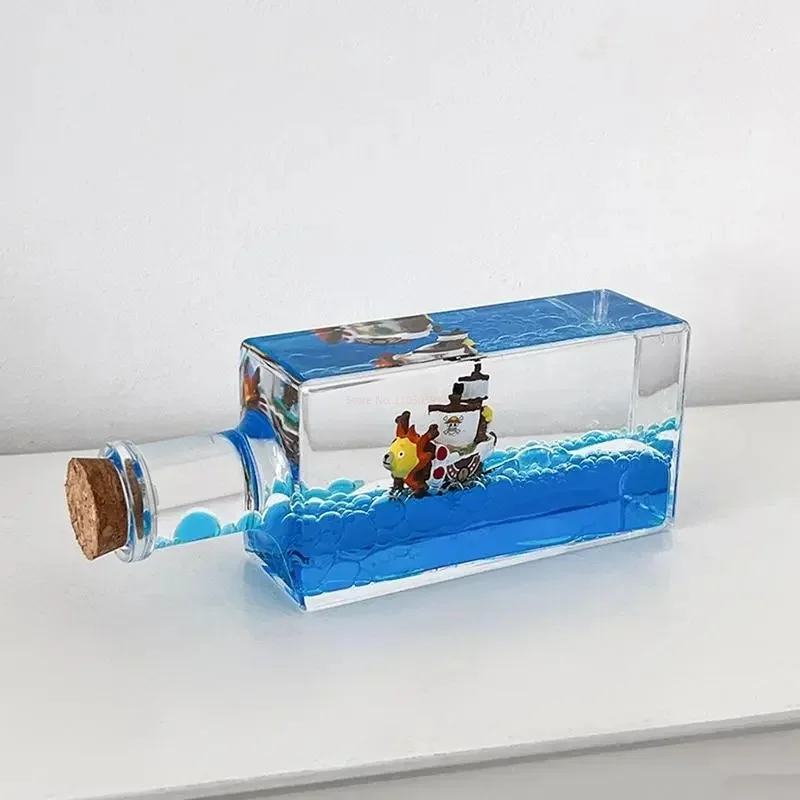 One Piece 3d Ship Fluid Drift Bottle Thousand Sunny Ship Going Merry Boat One Piece Floating Boat Ornament Decompression Gifts