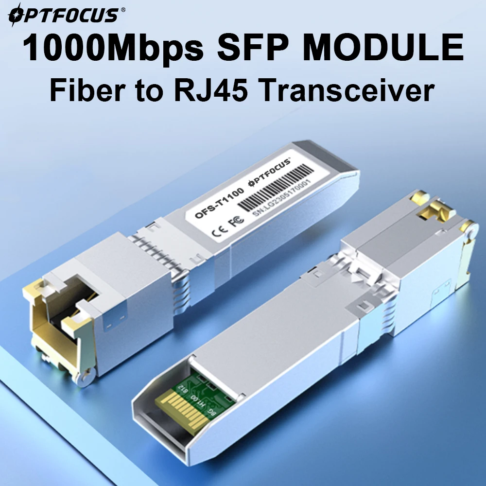 OPTFOCUS 1 gb/s RJ45 moduł SFP 1000M światłowód na Ethernet Transceiver w pełni kompatybilny kabel miedziany obsługa sieci Ethernet CAT5