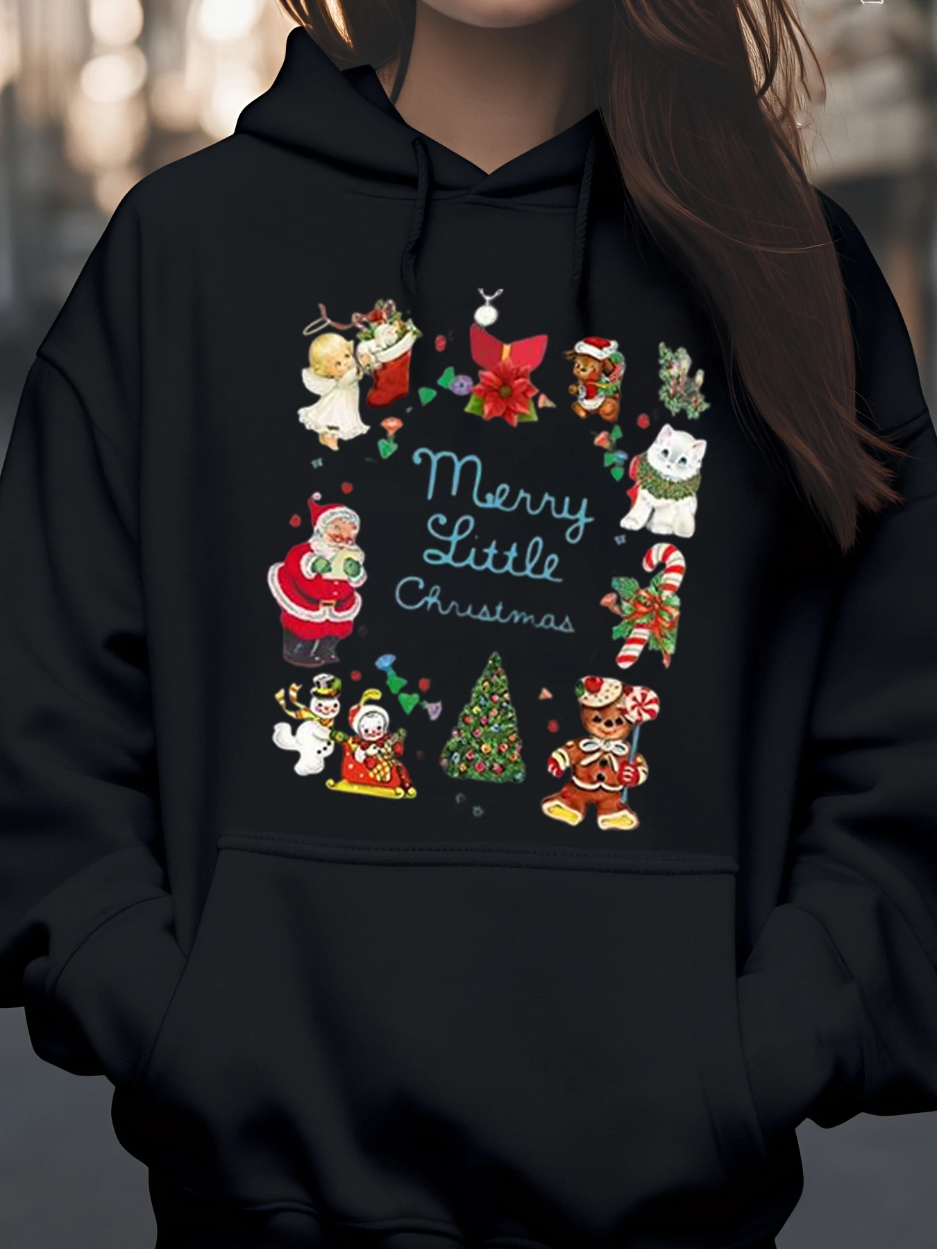 

Толстовка с рождественским принтом Merry Little, праздничная праздничная одежда для женщин и девочек