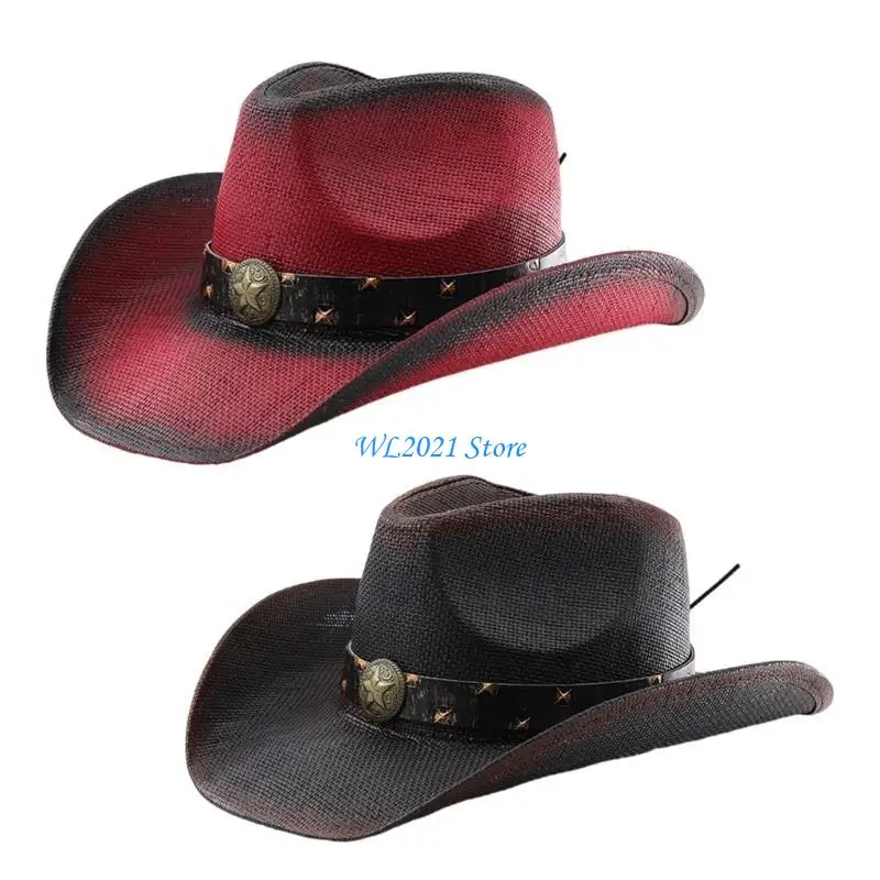 

G5GC Straw Homburg Top Hat Exotic Panama Porkpie Hat Surprise Gift for Boyfriend