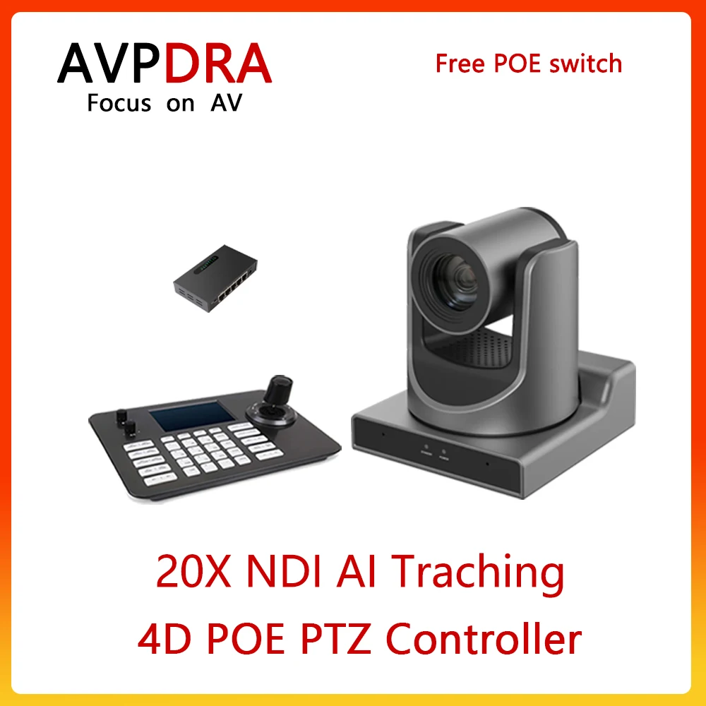 Preferential Combination AVPDRA NDI AI TRACKING POE 20X Optical Zoom + 16X Digital Zoom For Church Business With PTZ Controller