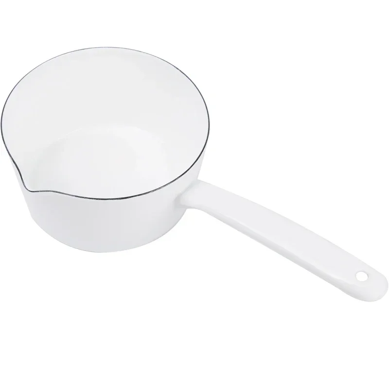 1.3L Japanese Style White Ceramics Milk Pot Kitchen Cooking Pan Pot Stewpan Food Saucepan with Long Handle
