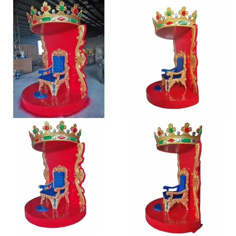 Custom Size Christmas Fiberglass Santa H250cm Throne Gold King Chair Decoration
